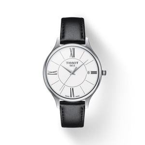 Buy Shop Tissot Bella Ora Round White Dial Black Leather Strap Watch For Women - T103.210.16.018.00 USA Online