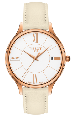 Buy Shop Tissot T Lady Bella Ora Round White Dial Beige Leather Strap Watch For Women - T103.210.36.018.00 USA Online