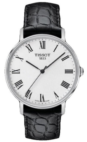 Buy Shop Tissot Everytime Medium White Dial Black Leather Strap Watch For Men - T109.410.16.033.01 USA Online