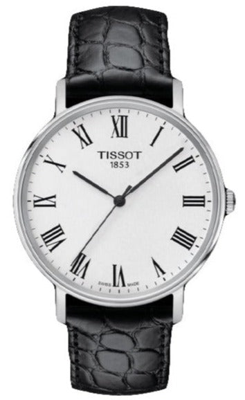 Buy Shop Tissot Everytime Medium White Dial Black Leather Strap Watch For Men - T109.410.16.033.01 USA Online