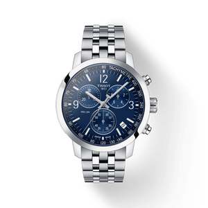 Tissot PRC 200 Chronograph Blue Dial Silver Steel Strap Watch For Men - T114.417.11.047.00