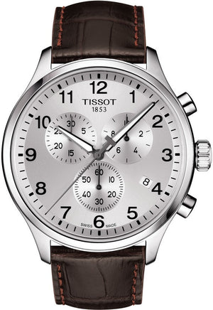 Buy Shop Tissot Chrono XL Silver Dial Brown Leather Strap Watch For Men - T116.617.16.037.00 USA Online