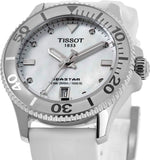 Tissot Seastar 1000 Mother of Pearl White Dial White Rubber Strap Watch for Women - T120.210.17.116.00