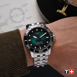 Tissot Seastar 1000 Powermatic 80 Green Dial Silver Steel Strap Watch For Men - T120.407.11.091.01