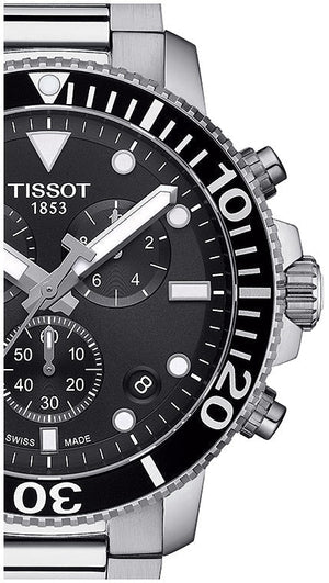 Tissot Seastar 1000 Chronograph Black Dial Silver Steel Strap Watch For Men - T120.417.11.051.00