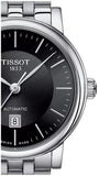 Tissot T Classic Carson Premium Automatic Lady Black Dial Silver Steel Strap Watch for Women - T122.207.11.051.00