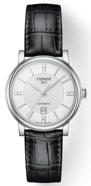 Buy Shop Tissot Carson Premium Lady Born to Be Brace Special Edition Silver Dial Black Leather Strap Watch for Women - T122.207.16.036.00 USA Online