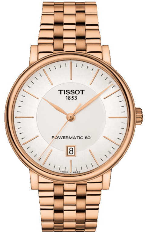 Buy Shop Tissot T Classic Carson Premium Automatic White Dial Rose Gold Steel Strap Watch for Men - T122.407.33.031.00 USA Online