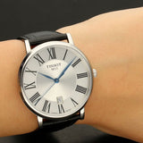 Buy Shop Tissot Carson Premium Silver Dial Black Leather Strap Watch For Men - T122.410.16.033.00 USA Online