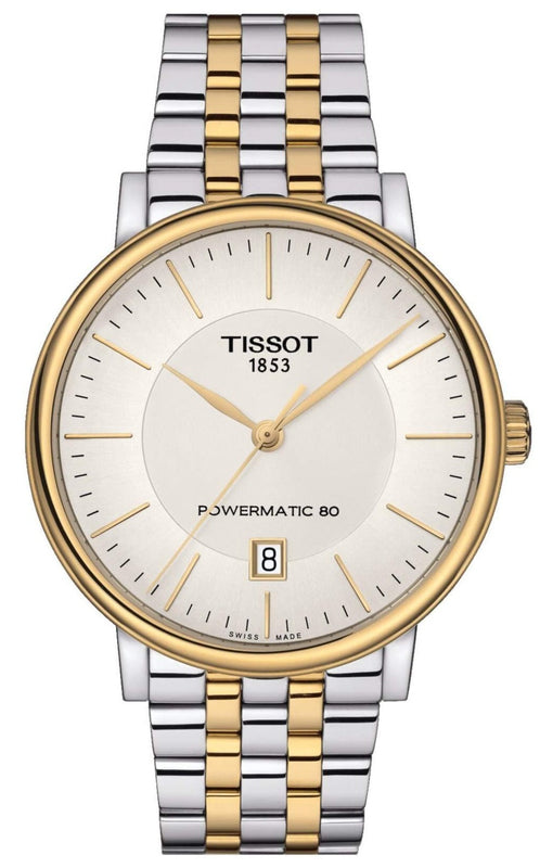Buy Shop Tissot Carson Premium Powermatic 80 White Dial Two Tone Steel Strap Watch For Men - T122.407.22.031.00 USA Online