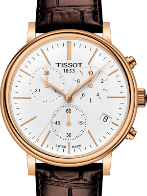 Buy Shop Tissot Carson Premium Chronograph White Dial Brown Leather Strap Watch For Men - T122.417.36.011.00 USA Online