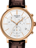 Buy Shop Tissot Carson Premium Chronograph White Dial Brown Leather Strap Watch For Men - T122.417.36.011.00 USA Online