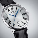 Buy Shop Tissot Carson Premium Silver Dial Black Leather Strap Watch For Men - T122.410.16.033.00 USA Online