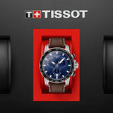 Tissot Supersport Chrono Blue Dial Brown Leather Strap Watch For Men - T125.617.16.041.00