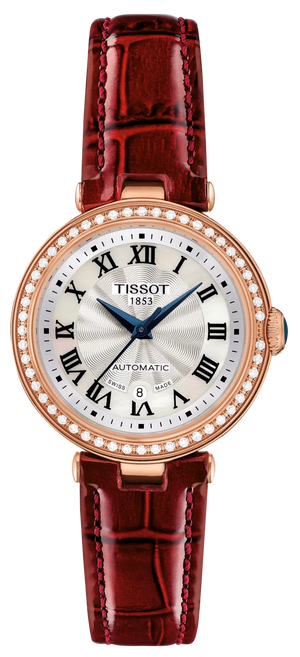 Tissot Bellissima Small Lady Diamonds Silver Dial Brown Leather Strap Watch For Women - T126.207.66.113.00