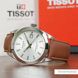 Buy Shop Tissot Gentleman Powermatic 80 Silicium Silver Dial Brown Leather Strap Watch For Men - T127.407.16.031.00 USA Online