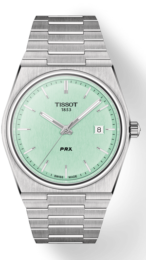 Tissot PRX Quartz Light Green Dial Silver Steel Strap Watch for Men - T137.410.11.091.01