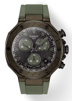 Buy Shop Tissot T Race Chronograph Black Dial Green Rubber Strap Watch for Men - T141.417.37.061.02 USA Online
