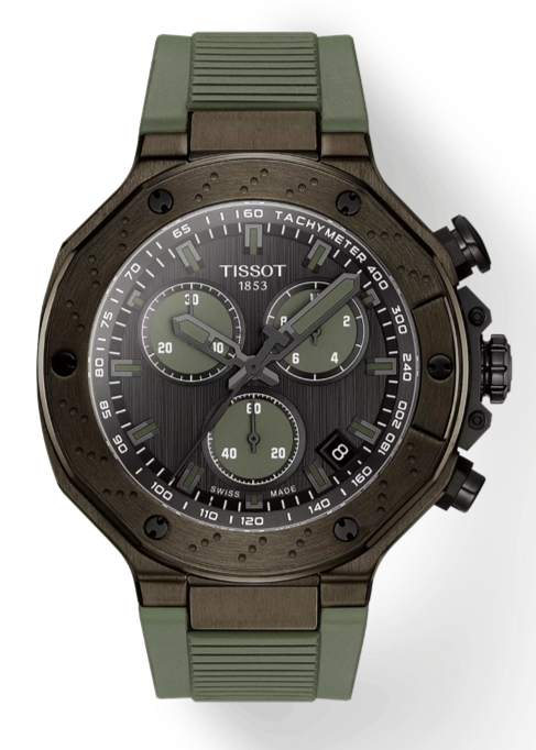 Buy Shop Tissot T Race Chronograph Black Dial Green Rubber Strap Watch for Men - T141.417.37.061.02 USA Online
