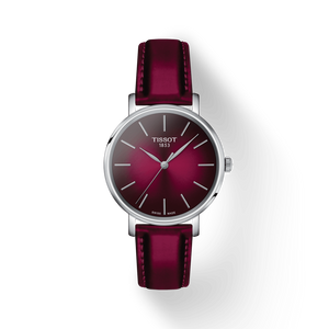 Buy Shop Tissot Everytime Lady Burgundy Dial Burgundy Leather Strap Watch for Women - T143.210.17.331.00 USA Online