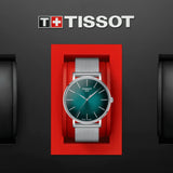 Buy Shop Tissot Everytime Gent Green Dial Silver Mesh Bracelet Watch for Men - T143.410.11.091.00 USA Online