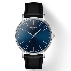 Buy Shop Tissot Everytime Gent Blue Dial Black Leather Strap Watch for Men - T143.410.16.041.00 USA Online