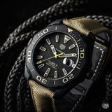 Buy Shop Tag Heuer Aquaracer 300 Calibre 5 Automatic Black Dial Brown Nylon Strap Watch for Men - WAY208C.FC6383 USA Online