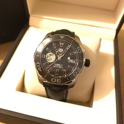 Buy Shop Tag Heuer Aquaracer Calibre 5 Moon Black Dial Black Nylon Strap Watch for Men - WAY201J.FC6370 USA Online
