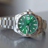 Buy Shop Tag Heuer Aquaracer Calibre 5 Automatic Green Dial Silver Steel Strap Watch for Men - WAY2015.BA0927 USA Online