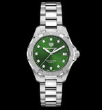 Buy Shop Tag Heuer Aquaracer Diamonds Emerald Green Dial Silver Steel Strap Watch for Women - WBD1316.BA0740 USA Online