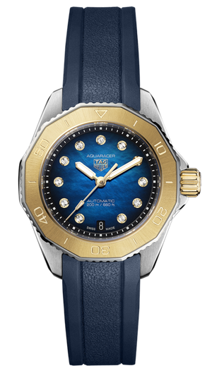 Buy Shop Tag Heuer Aquaracer Professional 200 Automatic Diamonds Blue Dial Blue Rubber Strap Watch for Women - WBP2450.FT6215 USA Online