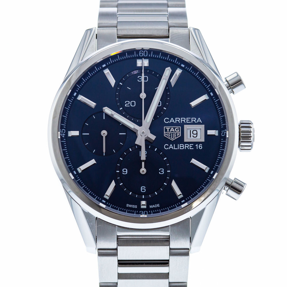 Buy Shop Tag Heuer Carrera Chronograph 41mm Blue Dial Silver Steel Strap Watch for Men - CBK2112.BA0715 USA Online