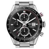 Buy Shop Tag Heuer Carrera Automatic Chronograph Black Dial Silver Steel Strap Watch for Men - CBM2110.BA0651 USA Online
