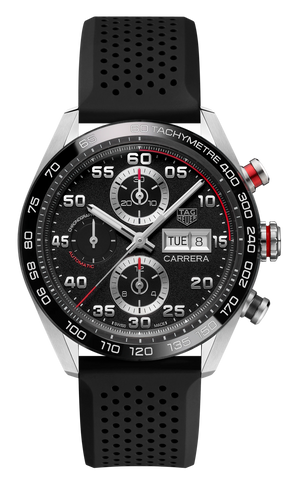 Buy Shop Tag Heuer Carrera Chronograph Black Dial Black Rubber Strap Watch for Men - CBN2A1AA.FT6228 USA Online