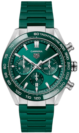 Buy Shop Tag Heuer Carrera Chronograph 44mm Green Dial Green Steel Strap Watch for Men - CBN2A1N.FT6238 USA Online