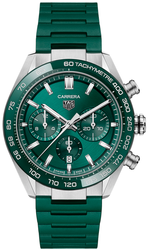 Buy Shop Tag Heuer Carrera Chronograph 44mm Green Dial Green Steel Strap Watch for Men - CBN2A1N.FT6238 USA Online