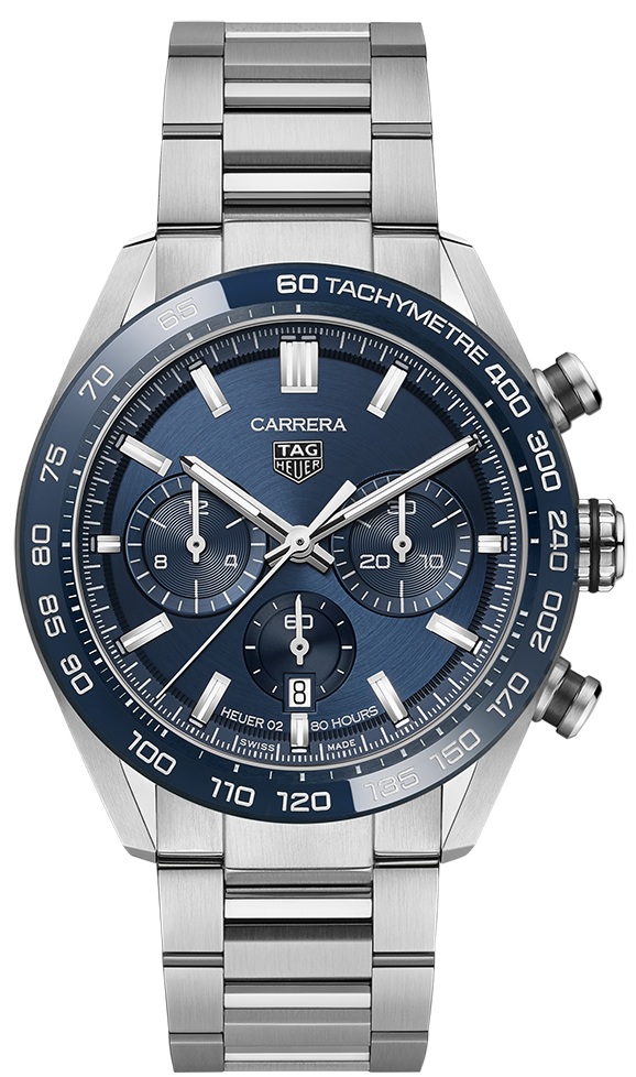Buy Shop Tag Heuer Carrera Chronograph Blue Dial Silver Steel Strap Watch for Men - CBN2A1A.BA0643 USA Online