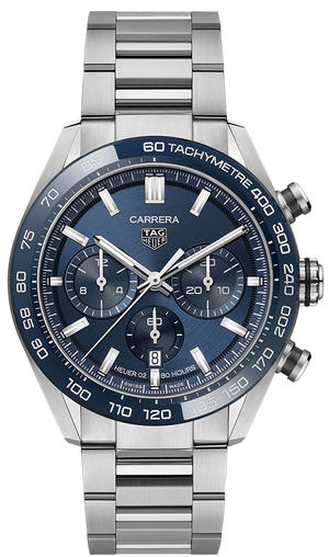 Buy Shop Tag Heuer Carrera Chronograph Blue Dial Silver Steel Strap Watch for Men - CBN2A1A.BA0643 USA Online