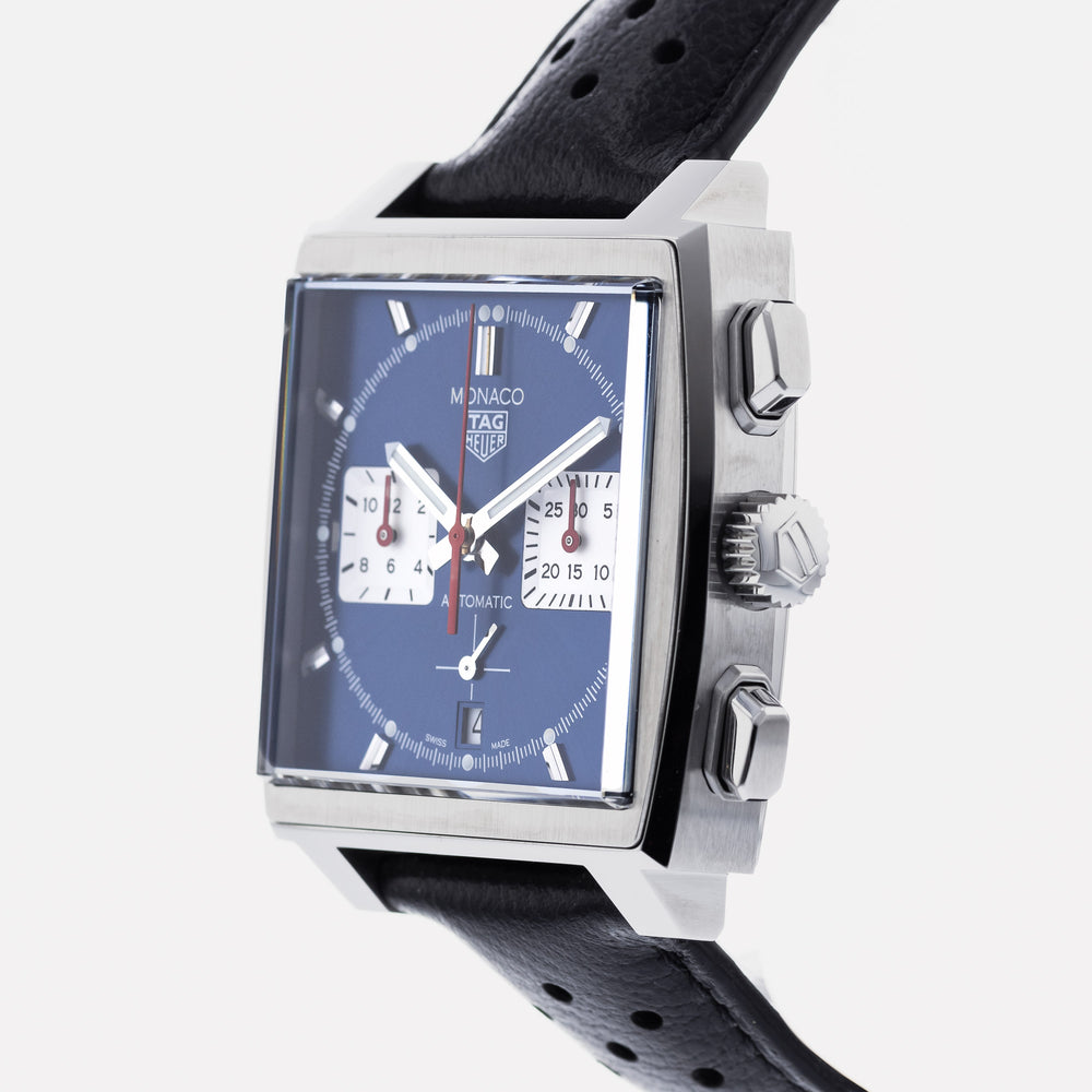Buy Shop Tag Heuer Monaco Automatic Chronograph Blue Dial Blue Leather Strap Watch for Men - CBL2111.FC6453 USA Online