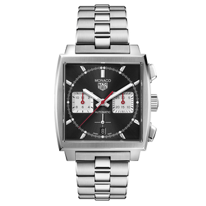Buy Shop Tag Heuer Monaco Automatic Chronograph Black Dial Silver Steel Strap Watch for Men - CBL2113.BA0644 USA Online