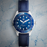 Buy Shop Tag Heuer Aquaracer Quartz Mother of Pearl Blue Dial Blue NATO Strap Watch for Women - WAY131L.FT6091 USA Online