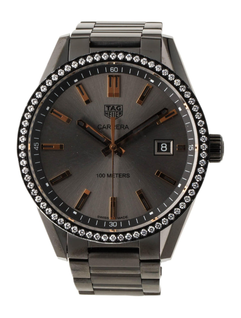 Buy Shop Tag Heuer Carrera Quartz Diamonds Black Dial Black Steel Strap Watch for Women - WAR1115.BA0602 USA Online