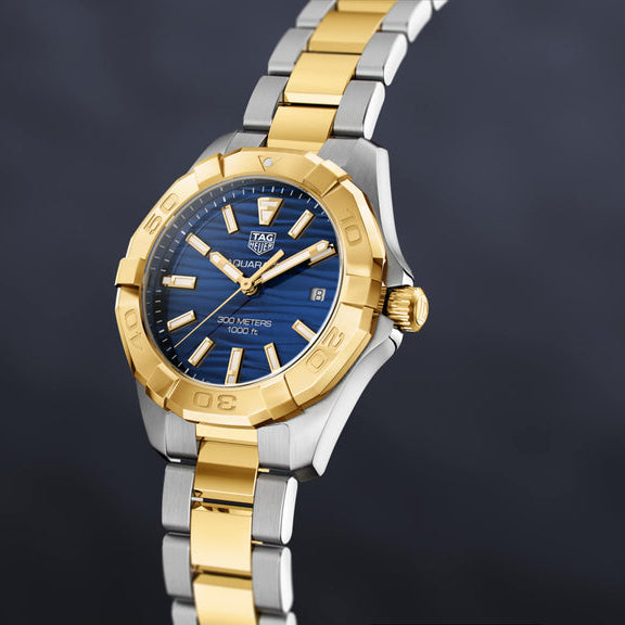 Buy Shop Tag Heuer Aquaracer Blue Dial Two Tone Steel Strap Watch for Women - WBD1325.BB0320 USA Online