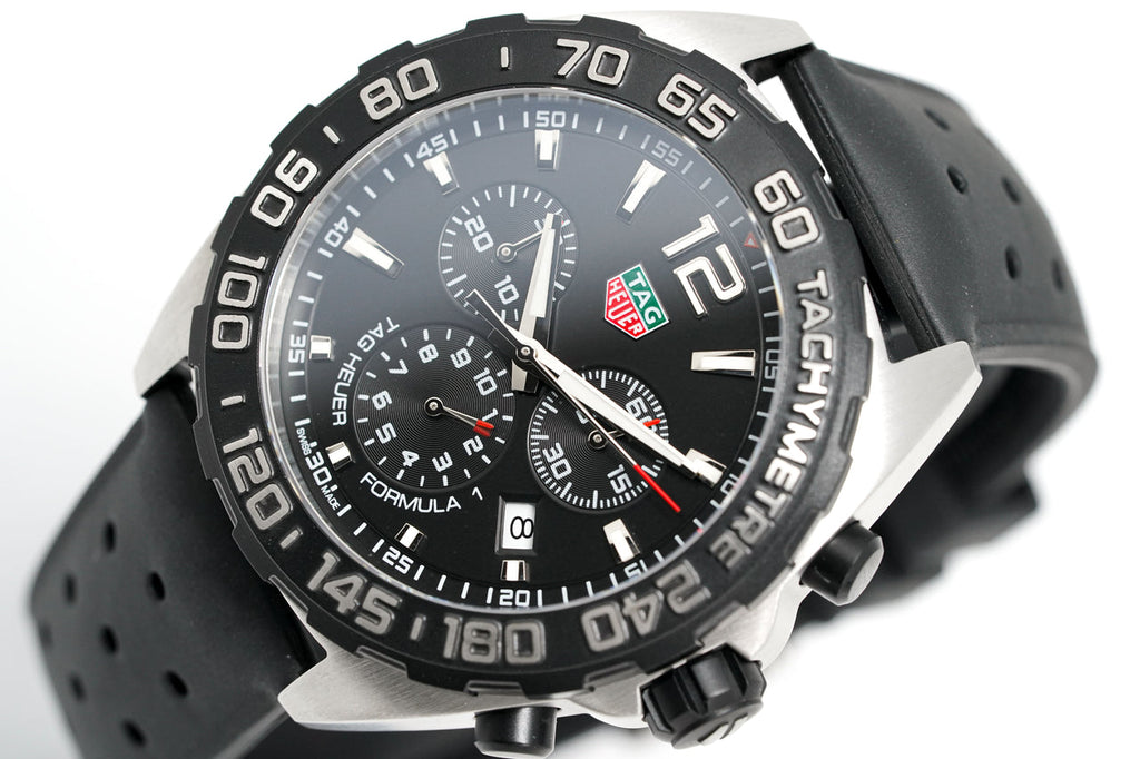 Buy Shop Tag Heuer Formula 1 Black Dial Black Leather Strap Watch for Men - CAZ1010.FT8024 USA Online