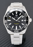 Buy Shop Tag Heuer Aquaracer Quartz Black Dial Silver Steel Strap Watch for Men - WAY101A.BA0746 USA Online