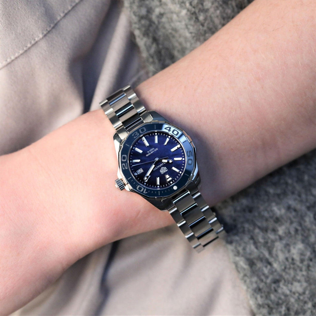 Buy Shop Tag Heuer Aquaracer Blue Dial Silver Steel Strap Watch for Women - WAY131S.BA0748 USA Online