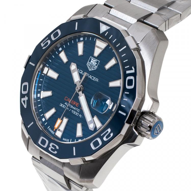 Buy Shop Tag Heuer Aquaracer Calibre 5 Blue Dial Silver Steel Strap Watch for Men - WAY211C.BA0928 USA Online