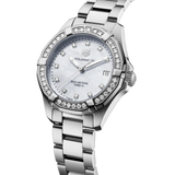 Buy Shop Tag Heuer Aquaracer Diamonds White Mother of Pearl Dial Silver Steel Strap Watch for Women - WBD1315.BA0740 USA Online