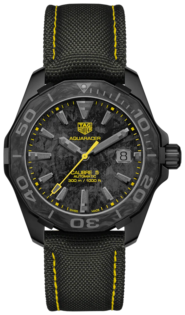 Buy Shop Tag Heuer Aquaracer Calibre 5 Black NATO Strap Carbon Dial Watch for Men - WBD218B.FC6446 USA Online