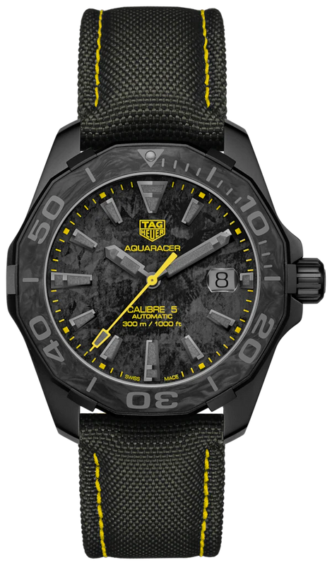 Buy Shop Tag Heuer Aquaracer Calibre 5 Black NATO Strap Carbon Dial Watch for Men - WBD218B.FC6446 USA Online